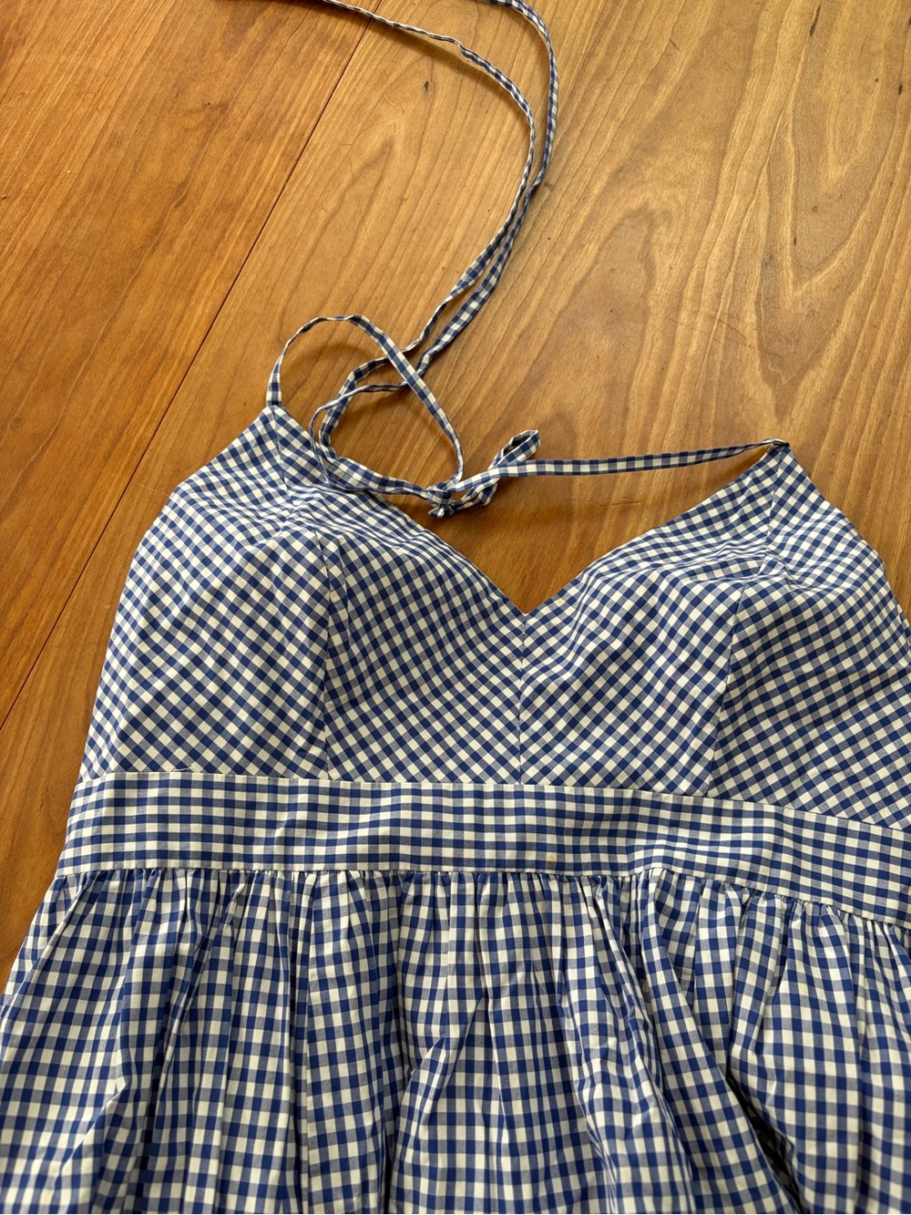 J. Crew Blue & White Gingham Halter Sundress - Picture 3 of 5